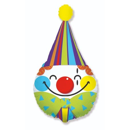 LOONBALLOON Circus Balloons, 28 inch Clown Head Confetti LOON-LAB- LAB197-FM